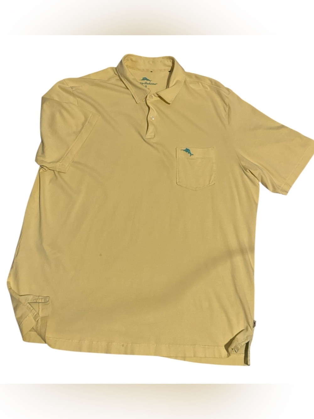 🐟Tommy Bahama Men’s Yellow Marlin Logo Pocket Casual Vacation Polo Shirt | L